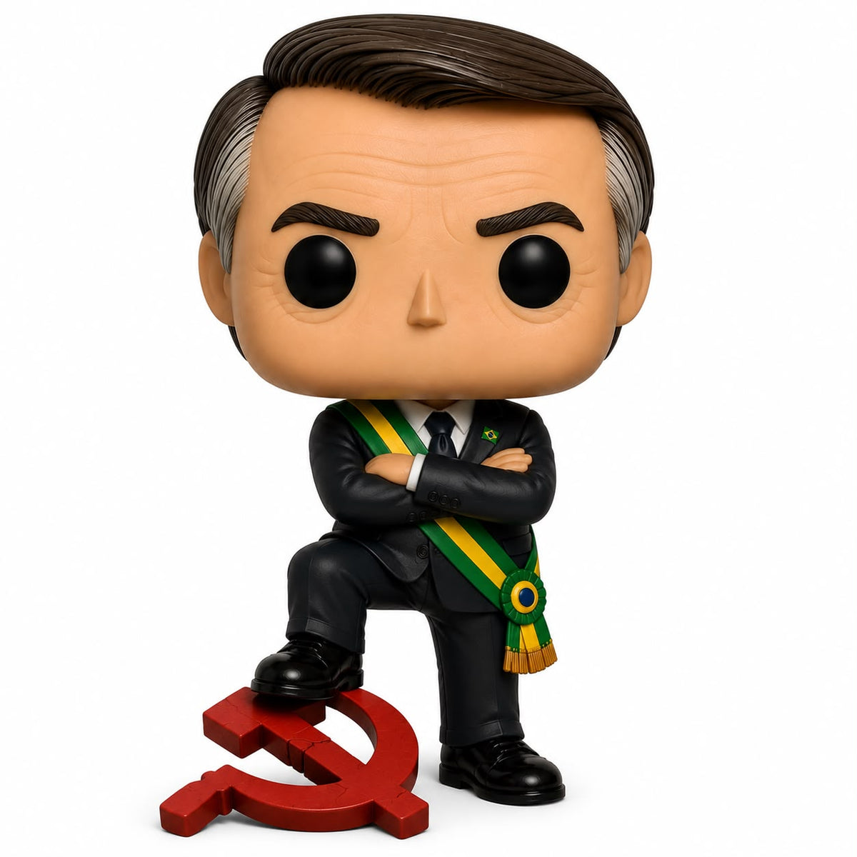 Jair Bolsonaro Pisando Na Foice e Martelo Personalizado em 3D Estilo Pop