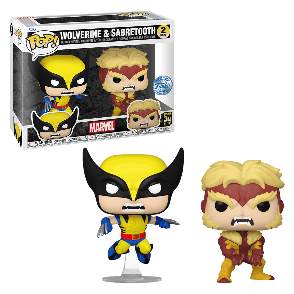 FUNKO POP MARVEL 50TH ANNIVERSARY X-MEN EXCLUSIVE - WOLVERINE & SABERTOOTH 2-PACK (77598)