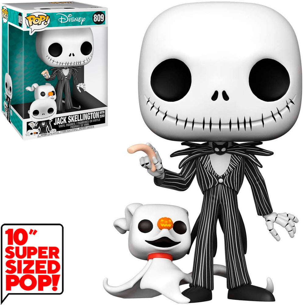 FUNKO POP DISNEY NBC - JACK SKELLINGTON WITH ZERO 809 (SUPER SIZED 10')