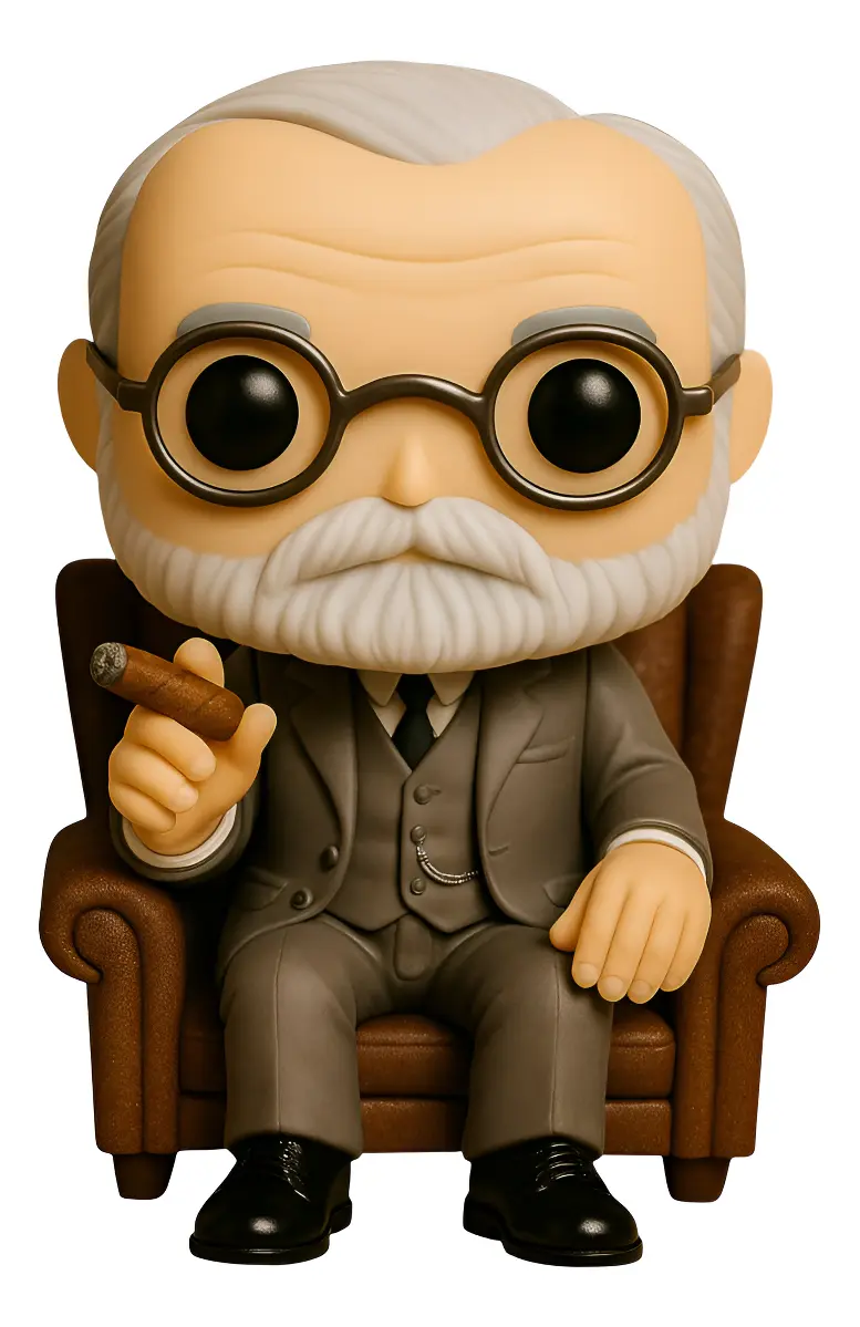Sigmund Freud na Poltrona Personalizado em 3D Estilo Pop