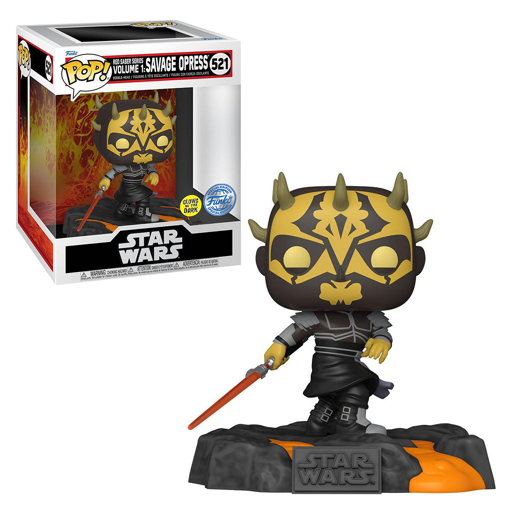 FUNKO POP DELUXE STAR WARS EXCLUSIVE - RED SABERS SERIES VOL.1: SAVAGE OPRESS 521 (GLOWS IN THE DARK)