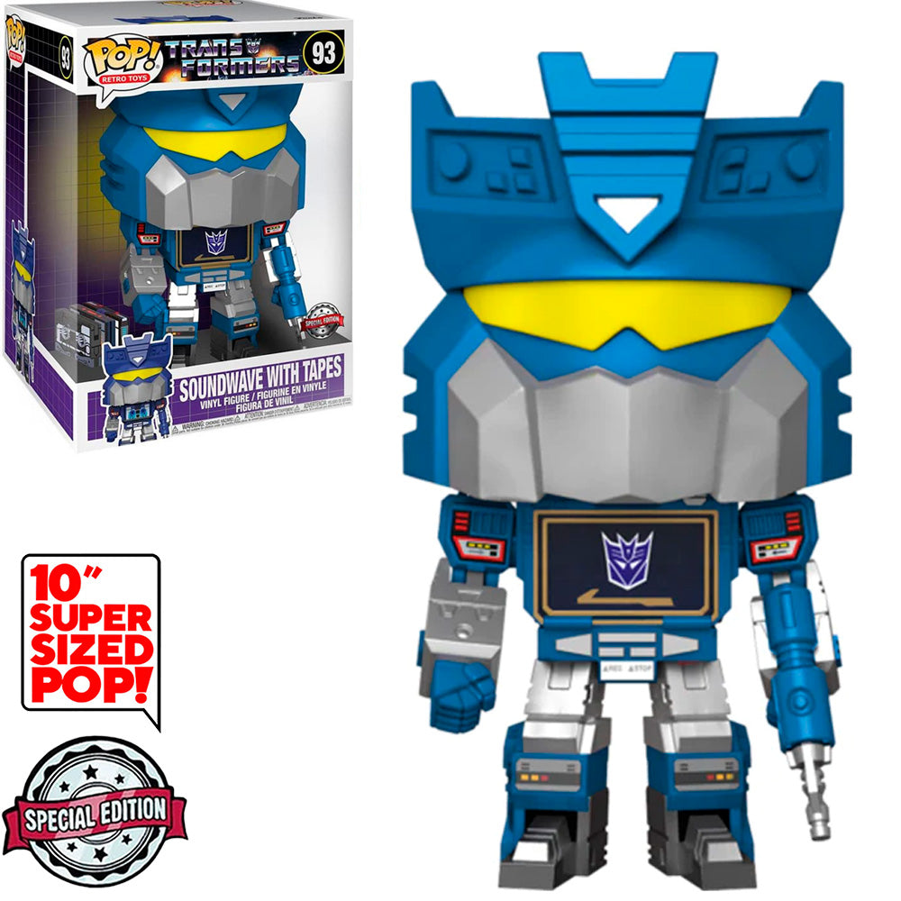 FUNKO POP TRANSFORMERS *SUPER SIZED 10* SOUNDWAVE W/TAPES *EX* 93