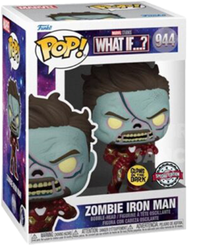 FUNKO POP MARVEL WHAT IF...? EXCLUSIVE - ZOMBIE IRON MAN 944 (GLOWS IN THE DARK)