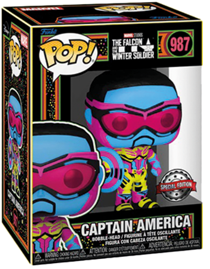 FUNKO POP MARVEL THE FALCON AND THE WINTER SOLDIER BLACK LIGHT EXCLUSIVE - CAPTAIN AMERICA 987