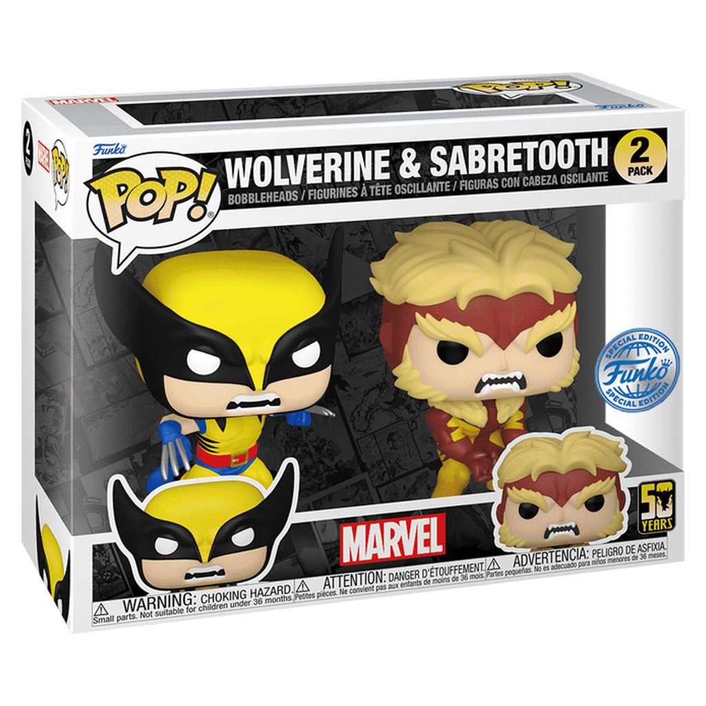 FUNKO POP MARVEL 50TH ANNIVERSARY X-MEN EXCLUSIVE - WOLVERINE & SABERTOOTH 2-PACK (77598)