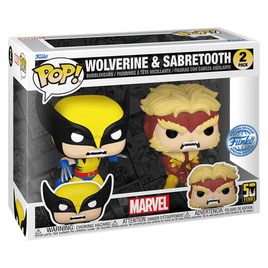 FUNKO POP MARVEL 50TH ANNIVERSARY X-MEN EXCLUSIVE - WOLVERINE & SABERTOOTH 2-PACK (77598)