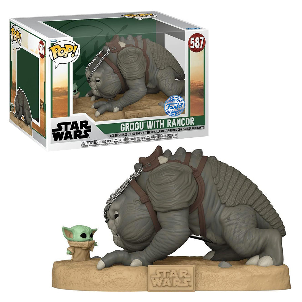 FUNKO POP STAR WARS THE MANDALORIAN SUPER SIZED 10" - GROGU WITH RANCON 587