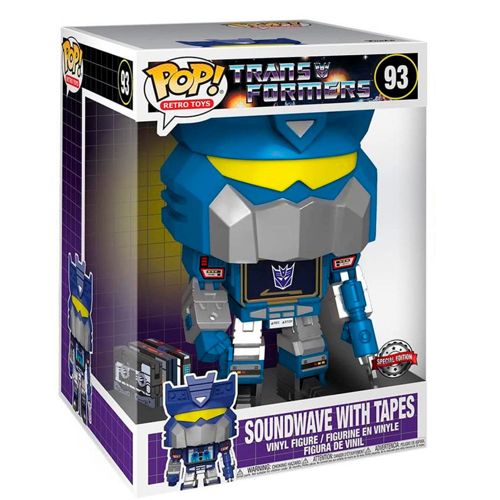 FUNKO POP TRANSFORMERS *SUPER SIZED 10* SOUNDWAVE W/TAPES *EX* 93