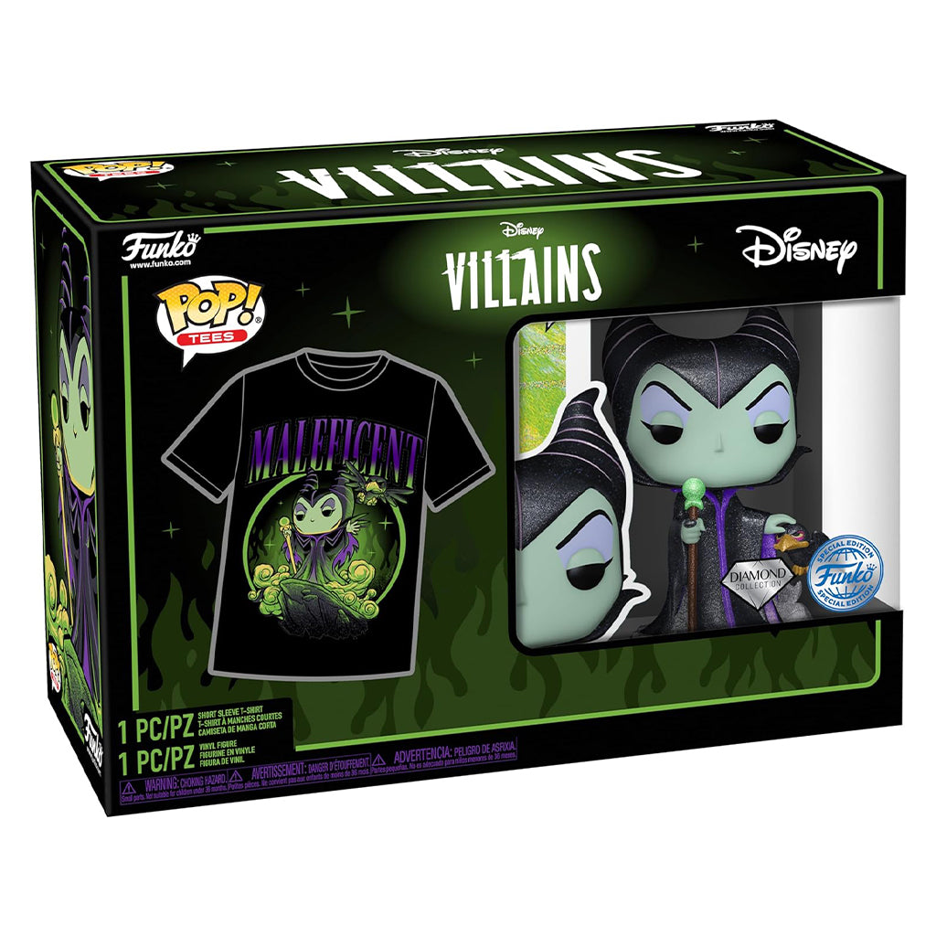 FUNKO POP & TEE VILLAINS MALEFICENT DIAMOND GLITTER - TAMANHO LG (58928)