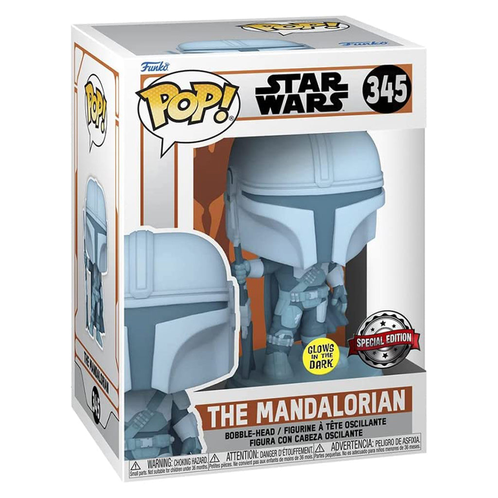 FUNKO POP STAR WARS THE MANDALORIAN EXCLUSIVE - MANDALORIAN (GLOWS IN THE DARK) 345
