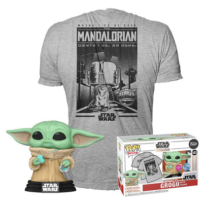 BUNDLE FUNKO POP STAR WARS THE MANDALORIAN: GROGU + CAMISETA TEES - TAMANHO S (63621)