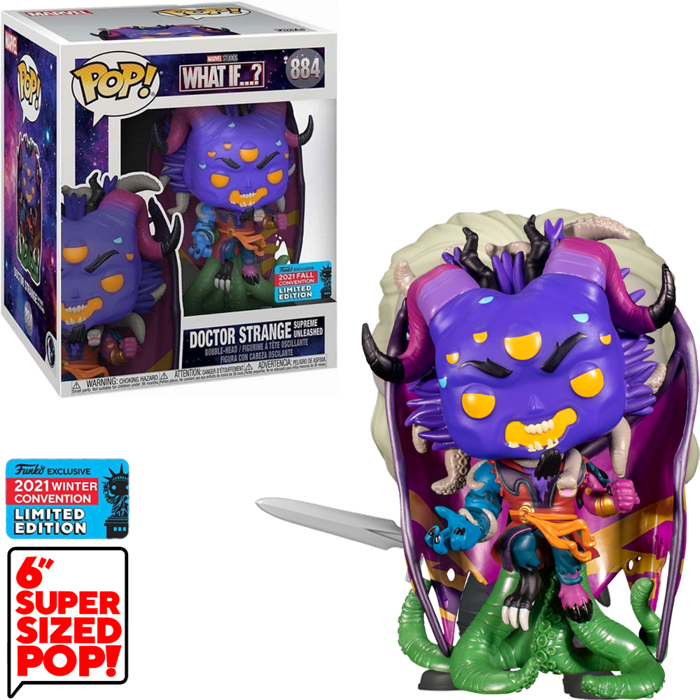 FUNKO POP MARVEL WHAT IF...? NYCC 2021 EXCLUSIVE - DOCTOR STRANGE SUPREME UNLEASHED 884 (SUPER SIZED 6")