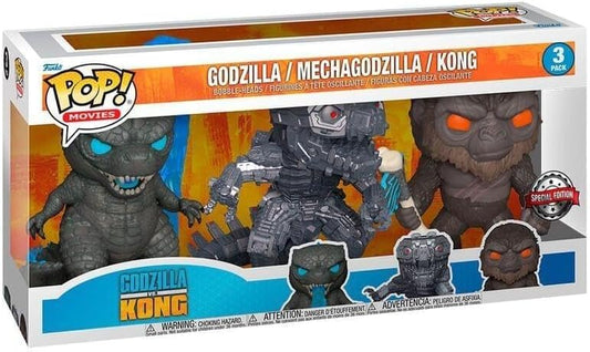 FUNKO POP GODZILLA VS KONG EXCLUSIVE - GODZILLA / MECHAGODZILLA / KONG (3 PACK)