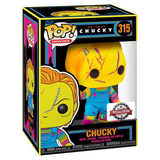 FUNKO POP BRIDE OF CHUCKY EXCLUSIVE- SCARRED CHUCKY (BLACK LIGHT) 315