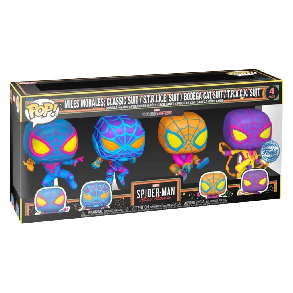 FUNKO POP MARVEL SPIDER-MAN MILES MORALES BLACKLIGHT 4-PACK (69140)